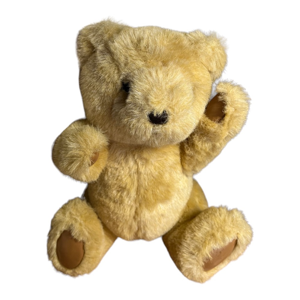 Gund VTG 1982 Jointed Teddy Bear Plush Posable 13" Stuffed Animal Light Beige